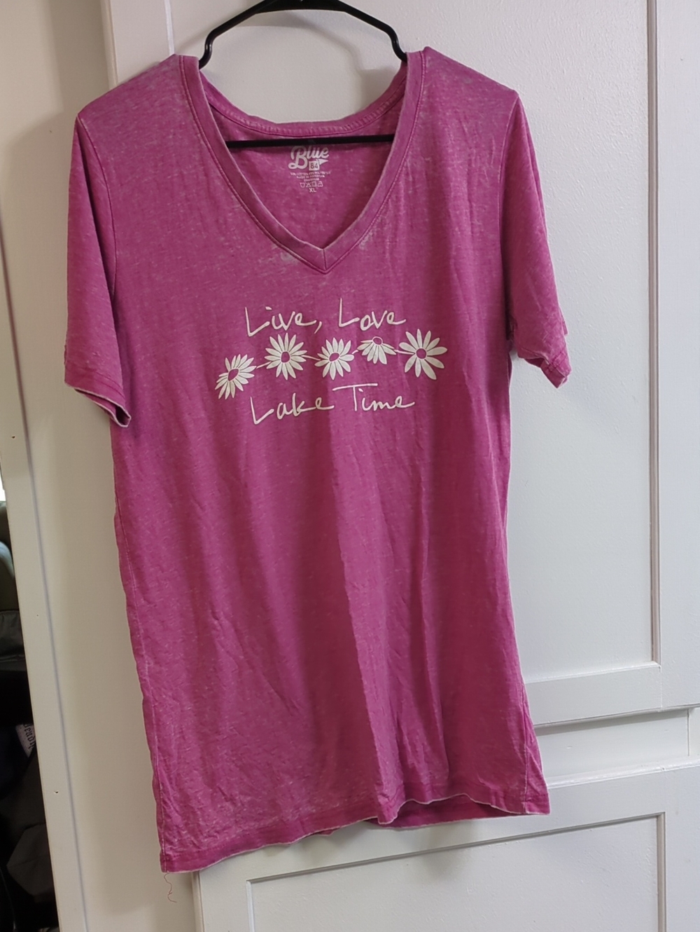 Blue Life Pink V-Neck 'Live, Love Lake Time' Floral Tee